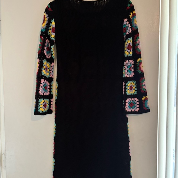 Multi Color Crocheted Sweater Dress - Picture 3 of 6